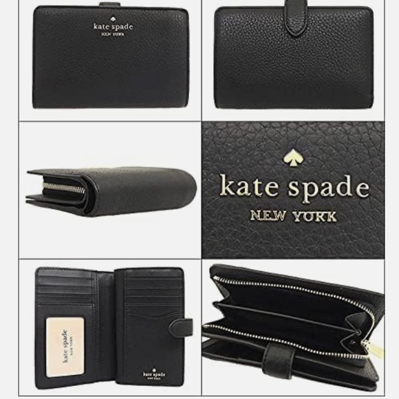 NEW Kate Spade New York Lena Bifold Medium Compact Wallet KH787 Black - Picture 3 of 7